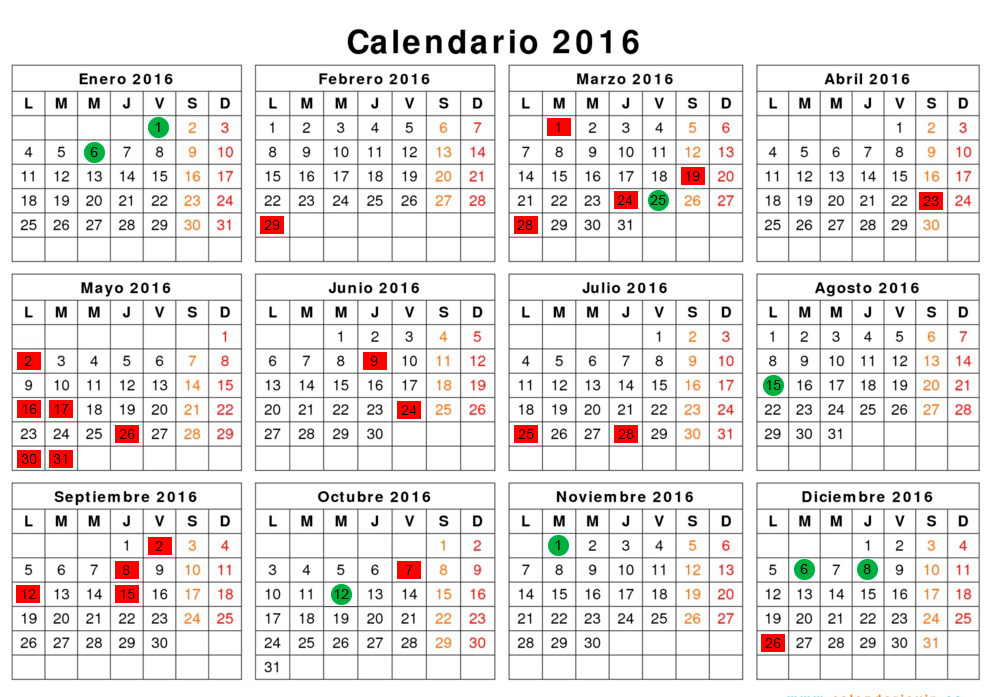 calendario laboral 2016